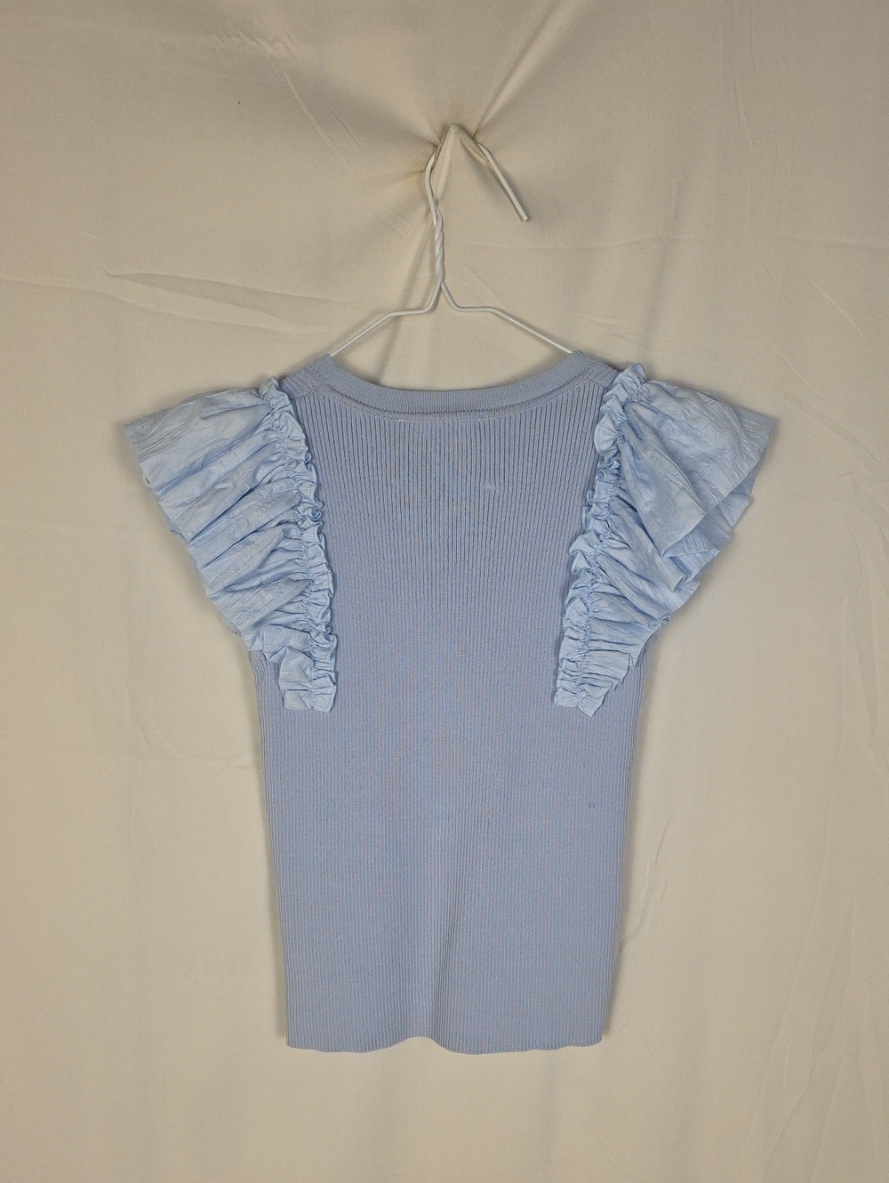 INDUSTRY Light Blue Ruffle Sleeve Ribbed Tank - Picture 3 of 6